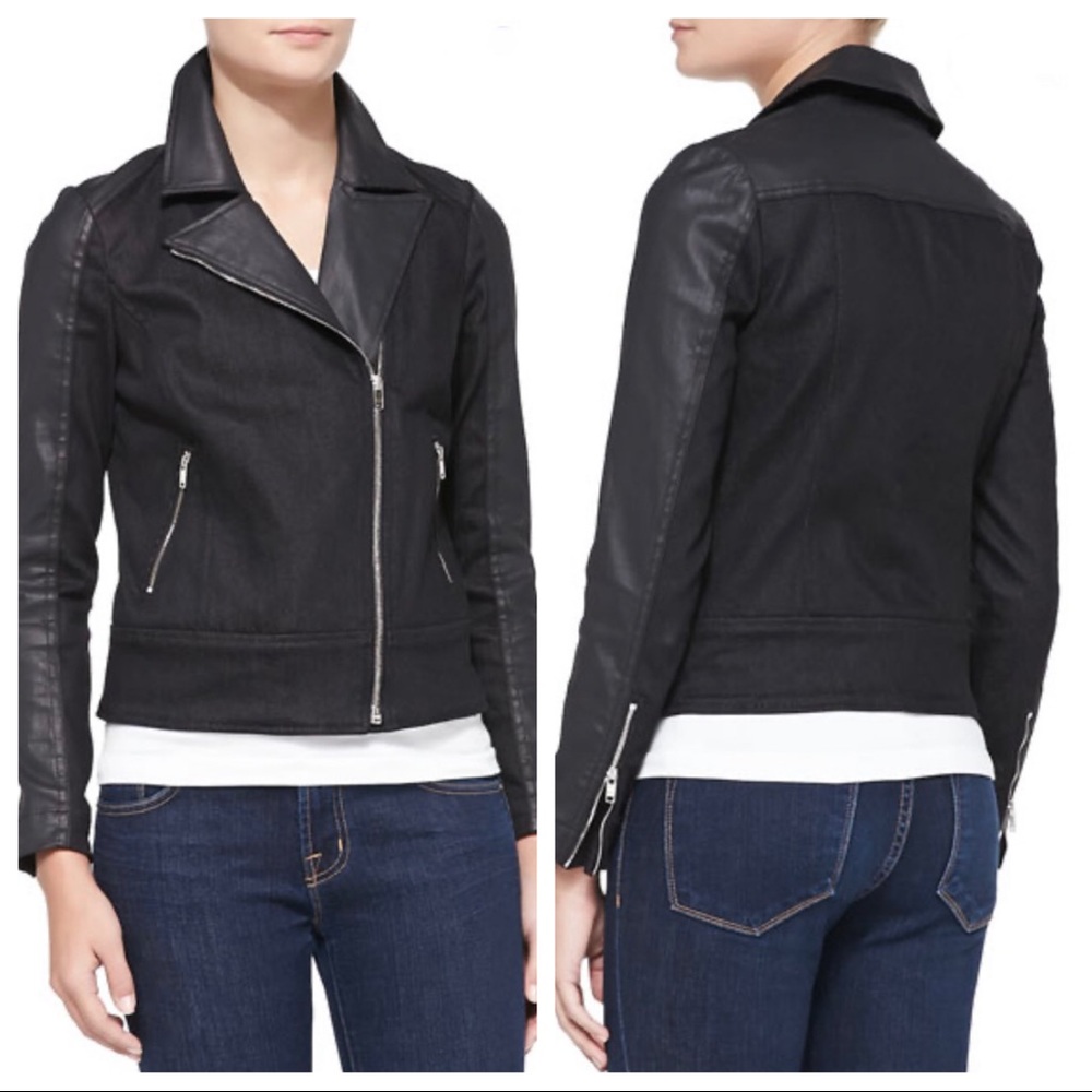 (Sold) 7 For All Mankind Mixed-Fabric Moto Jacket - Picture 5 of 11